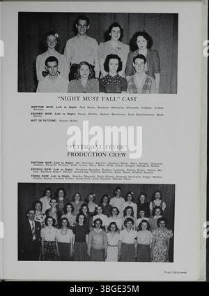 Un estratto dell'annuario "The Memory Book" del 1942 della North High School, Columbus, Ohio, che descrive l'istituzione della scuola, il design architettonico di Frank L. Packard e la sua trasformazione nel tempo. Foto Stock