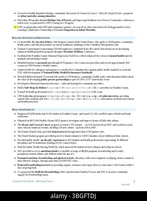 La pagina 45 del rapporto annuale di Columbus del 2008 include i dati relativi a entrate, spese e revisioni dipartimentali da parte dei funzionari della città e dei comitati finanziari. Foto Stock