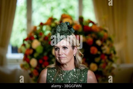 Praga, Repubblica Ceca. 5 giugno 2025. 16:02:10 PRAGA, 05-06-2025, residenza olandese a PragueRe Willem Alexander e la Regina Máxima fanno una visita di Stato nella Repubblica Ceca su invito del Presidente. FOTO: NLBeeld/POOL/Robin UtrechtIn foto: Intervista stampa presso la residenza olandese di Praga crediti: NL Beeld / Patrick van Emst Foto Stock