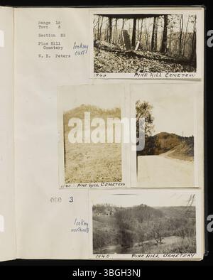 Range Book v. 20: Range 12, Town 6 (Rome & Bern Townships, Athens County, Ohio) 1935-1945. Lo scrapbook di W.E. Peters include fotografie di siti locali come cimiteri, tumuli dei nativi americani e siti minerari. Le immagini documentano le funzioni a rischio di perdita o danneggiamento. Questa pagina si concentra su Roma e Berna Township. Foto Stock