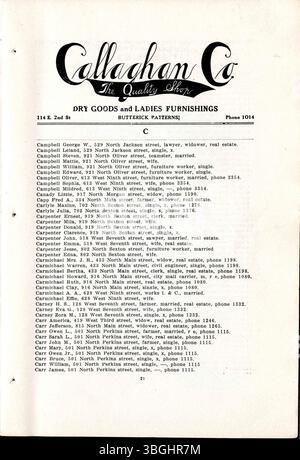 L'elenco telefonico e della città di Rushville del 1911 contiene informazioni commerciali, religiose e scolastiche, con pubblicità e una breve storia. Foto Stock