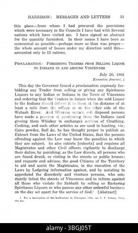 Questa edizione compila i messaggi e le lettere di William Henry Harrison durante il suo mandato come governatore dell'Indiana. Copre due periodi: 1800-1811 nel volume 1 e 1812-1816 nel volume 2, compresa la corrispondenza con i governatori John Gibson e Thomas Posey. Foto Stock