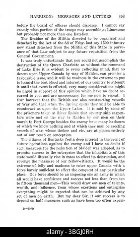Questa edizione in due volumi, pubblicata nel 1922, compila i messaggi e le lettere di William Henry Harrison durante il suo mandato come governatore dell'Indiana. Il volume 1 copre il periodo dal 1800 al 1811, mentre il volume 2 si estende dal 1812 al 1816. Include anche lettere dei governatori John Gibson e Thomas Posey, che forniscono un resoconto storico del primo governo dell'Indiana e della corrispondenza politica. Foto Stock