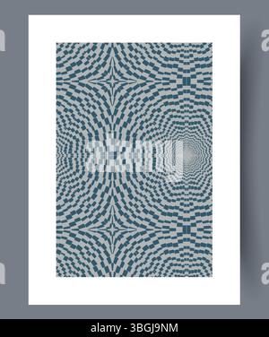 Un intricato motivo geometrico che combina magnificamente sfumature di blu e crema Illustrazione Vettoriale