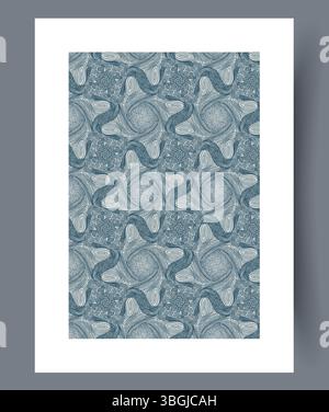 Un elegante e intricato design con motivo blu e elementi vorticosi Illustrazione Vettoriale