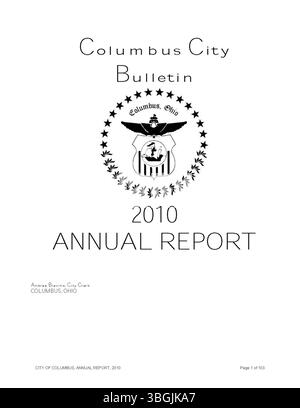 Il rapporto annuale 2009 per la città di Columbus descrive le ricevute, le spese e la supervisione finanziaria da parte del Committee of Ways and Means, del City Clerk e del City Treasurer. Foto Stock