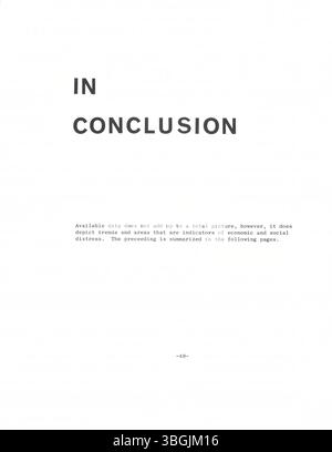 Preparato dal Consiglio della Comunità Unita nel 1964, questo rapporto inizia un programma multifase per affrontare la povertà, la povertà abitativa, l'istruzione limitata e un'assistenza sanitaria inadeguata a Columbus, Ohio, e nella contea di Franklin. Foto Stock