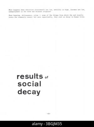 Lo studio del 1964 "qual è il nostro problema?" Preparato dallo United Community Council individua e affronta questioni come la povertà, gli alloggi poveri, l'istruzione limitata e le cure mediche inadeguate a Columbus, Ohio, e nella contea di Franklin come parte di un programma in corso e multifase. Foto Stock