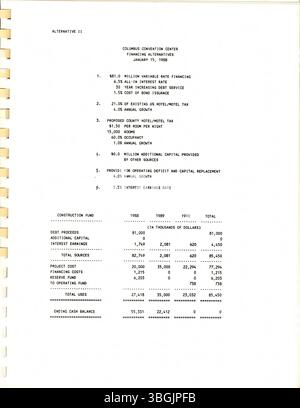 Questo documento sostiene la creazione di una nuova convenzione e centro civico a Columbus, Ohio. La proposta sottolinea la necessità della città di migliorare le strutture per sostenere il turismo, gli eventi e la rivitalizzazione urbana, contribuendo in ultima analisi allo sviluppo economico e alla crescita dell'area. Foto Stock