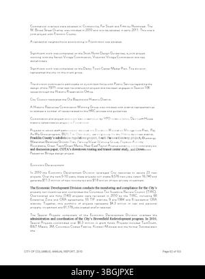 Il rapporto annuale della città di Columbus del 2010 per il 2009 presenta informazioni dettagliate sulle entrate e le spese della città. Il rapporto include i dati finanziari del City Clerk e del City Treasurer, nonché informazioni dal comitato dei modi e dei mezzi. Foto Stock