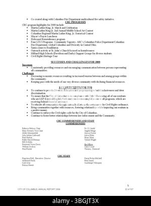 Il rapporto annuale 2009 della città di Columbus presenta ricevute e spese dettagliate, insieme a relazioni del Committee of Ways and Means, del City Clerk e del City Treasurer. Foto Stock