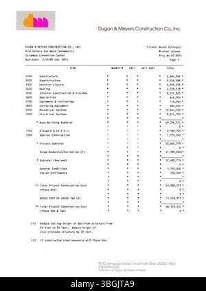 La proposta di progettazione per il Columbus Convention Center, presentata da Michael Graves nel 1989, presentava una soluzione architettonica moderna e funzionale. Sebbene la proposta di Graves fosse distintiva, il progetto di Peter Eisenman fu selezionato per il centro congressi. Foto Stock