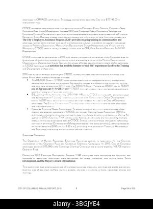 Il rapporto annuale della città di Columbus del 2009 descrive in dettaglio le entrate e le spese della città, comprese le relazioni del Comitato delle vie e dei mezzi, del funzionario comunale e del Tesoriere della città. Foto Stock