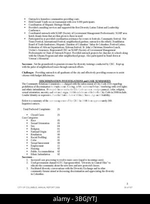Il rapporto annuale della città di Columbus del 2009 descrive in dettaglio le entrate e le spese della città, comprese le relazioni del Comitato delle vie e dei mezzi, del funzionario della città e del Tesoriere della città. Foto Stock