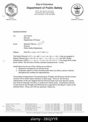 A pagina 204 dei 2003 comunicati stampa del sindaco Michael Coleman sono riportate varie dichiarazioni pubbliche e annunci dell'ufficio del sindaco, che riflettono la sua leadership durante i suoi quattro mandati come sindaco di Colombo dal 2000 al 2016. Foto Stock