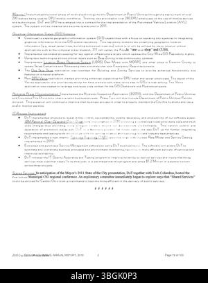 Il rapporto annuale 2010 per Columbus presenta i dati finanziari della città per il 2009, comprese le entrate e le spese. Presenta relazioni del comitato dei modi e dei mezzi, del City Clerk e del City Treasurer, incentrate sulla supervisione fiscale e sull'esecuzione del budget. Foto Stock