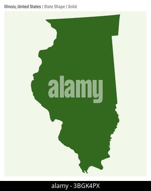 Illinois, Stati Uniti. Semplice mappa vettoriale. Stato forma. Stile solido. Confine dell'Illinois. Illustrazione vettoriale. Illustrazione Vettoriale