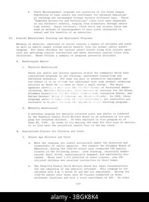 Lo studio del 1964 preparato dallo United Community Council esplora le questioni della povertà, degli alloggi inadeguati, dell'istruzione limitata e delle cure mediche insufficienti a Columbus, Ohio, e nella contea di Franklin. Foto Stock