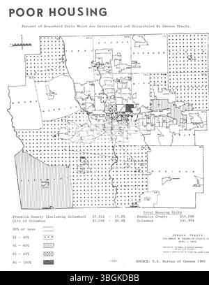 Questa pagina del 1964 "qual è il nostro problema?" Uno studio del Consiglio della Comunità Unito descrive in dettaglio l'identificazione di problemi come la povertà, alloggi inadeguati e istruzione limitata a Columbus, Ohio e Franklin County come parte di una più ampia iniziativa multifase. Foto Stock