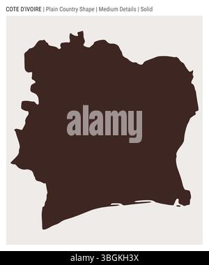 Mappa della pianura della Costa d'Avorio. Dettagli medi. Stile solido. Forma della Costa d'Avorio. Illustrazione vettoriale. Illustrazione Vettoriale