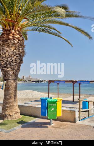 Playa de Colon, spiaggia, architettura, Santiago de Ribera, Mar Menor, regione autonoma di Murcia, Spagna, Foto Stock