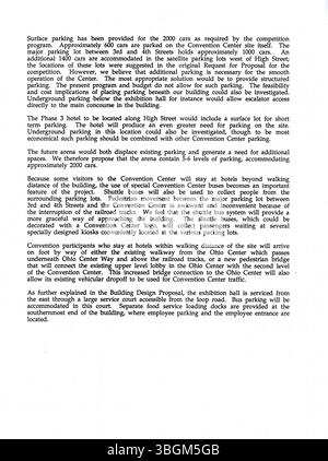 La proposta di design del Columbus Convention Center, presentata da Michael Graves, incorpora un approccio pratico alla funzionalità dell'edificio e presenta un design architettonico innovativo. Nonostante i punti di forza della proposta di Graves, il progetto di Peter Eisenman fu selezionato per il centro. Foto Stock