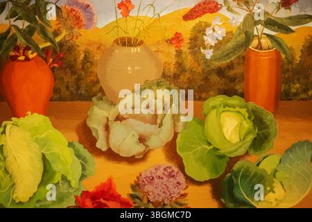 Dipinto intitolato 'Cabbages' di Cedric Morris datato 1953 Foto Stock