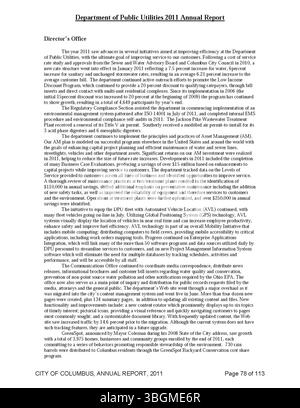 Il 2011 Annual Report for the City of Columbus riassume le entrate e le spese fiscali, inclusi i rapporti ufficiali del comitato Ways and Means, del City Clerk e del City Treasurer. Foto Stock