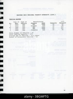 Questa sezione del rapporto 1989 Ohio Transit Public Sector volume 1 tratta l'accessibilità dei servizi di trasporto pubblico in tutto l'Ohio, esaminando l'efficienza dei sistemi di trasporto in grado di soddisfare le esigenze locali e regionali. Foto Stock