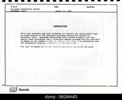La proposta di progettazione del 1989 per il nuovo Columbus Convention Center è stata presentata dagli architetti Holt Hinshaw Pfau Jones. Il progetto di Peter Eisenman è stato selezionato per la costruzione del centro congressi. Foto Stock