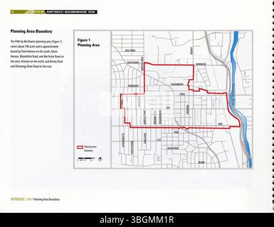 Il Quinto piano del quartiere nord-occidentale del 2009 adottato dal Consiglio comunale di Columbus promuove la rivitalizzazione urbana attraverso progetti residenziali ad alta densità lungo corridoi chiave come la Fifth Avenue e Grandview Avenue. Il piano include l'espansione delle opportunità di lavoro nei distretti tecnologici e industriali e miglioramenti per i viaggi in bicicletta e a piedi. Foto Stock