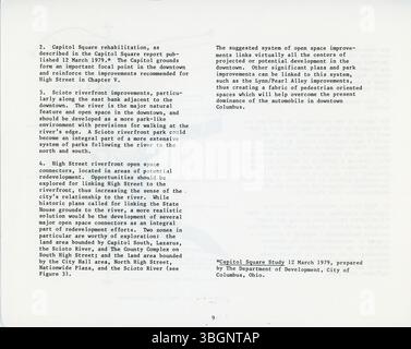 Questo report del 1979 descrive in dettaglio gli High Street Development Standards for Columbus, incentrati sulle strategie di sviluppo economico per il corridoio di High Street. Comprende un'analisi del traffico e i meccanismi di finanziamento proposti. Foto Stock