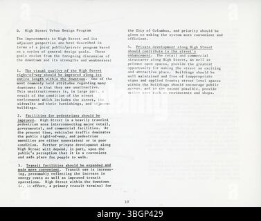 La relazione finale 1979 High Street Development Standards: Downtown definisce un piano di sviluppo economico per il corridoio di Columbus High Street, che comprende un’analisi del traffico e varie strategie di finanziamento per il progetto. Foto Stock