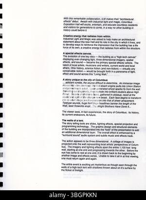 La proposta di design del Columbus Metropolitan Convention Center di Holt Hinshaw Pfau Jones, presentata nel 1989, era una visione ambiziosa per un moderno spazio pubblico. Anche se la proposta era innovativa, il design di Peter Eisenman fu scelto, segnando un punto di svolta per gli spazi congressuali a Columbus. Foto Stock