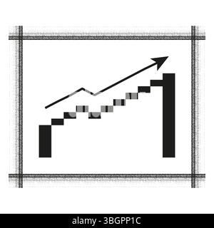 Icona freccia charter. Simbolo di crescita aziendale. Andamento del mercato. Grafico di avanzamento del vettore. Illustrazione Vettoriale