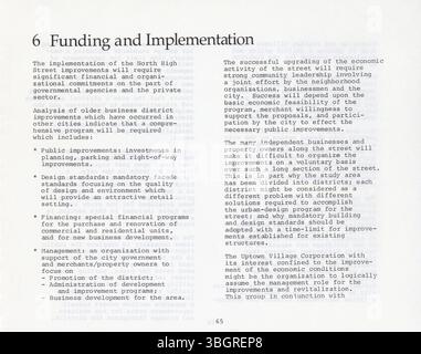 Pagina 68 del rapporto del 1979 High Street Development Standards del Columbus Department of Development si concentra sulle linee guida per la pianificazione urbana e lo sviluppo del corridoio di High Street tra Goodale e Fifth Avenue. Foto Stock