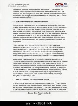 Il piano di transito a corto raggio COTA 2013-2017 illustra in dettaglio l'approccio dell'autorità all'espansione dei servizi di trasporto pubblico, con particolare attenzione all'efficienza, alla copertura dei servizi e al miglioramento delle operazioni di transito per soddisfare le esigenze regionali. Foto Stock