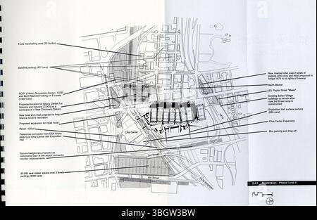 Questa proposta di progettazione del 1989 per il nuovo Columbus Convention Center è stata presentata dagli architetti Holt Hinshaw Pfau Jones. Il progetto di Peter Eisenman fu scelto per la costruzione del centro congressi. Foto Stock