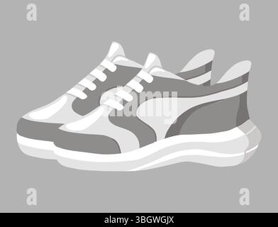 Sneakers sportive, illustrazione piatta disegnata a mano Illustrazione Vettoriale