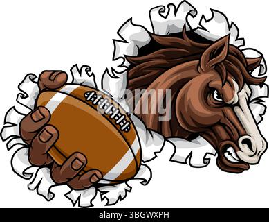 Horse Mustang Stallion Football Sports Team Mascot Illustrazione Vettoriale
