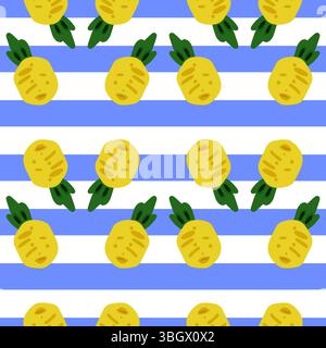 Motivo senza cuciture ananas con strisce Illustrazione Vettoriale