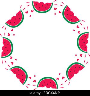 Montatura rotonda estiva realizzata con succose anguria matura Illustrazione Vettoriale