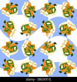Wavy Sneakers Parade Seamless Pattern Illustrazione Vettoriale