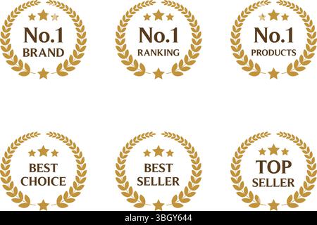 Set vettoriale Gold Best Choice del marchio n. 1 Illustrazione Vettoriale