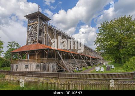 1000 anni di produzione di sale a Bad Sooden, Allendorf, quartiere di Bad Sooden, storia della città, torre di laurea storica del 1638, svantaggi in legno Foto Stock