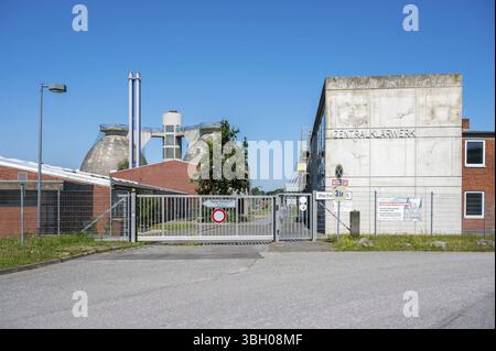 Bad Schwartau, Germania, 20 luglio 2024 - l'impianto centrale di trattamento delle acque reflue chiamato Zentralklaerwerk, Europa Foto Stock