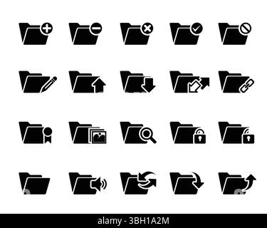 Set di icone vettoriali e-mail. più, meno, elimina, destra, tieni, penna, su, giù, aggiorna, collega, segnalibro, immagini, zoom, blocco sblocco, musica, caricamento, downl Illustrazione Vettoriale