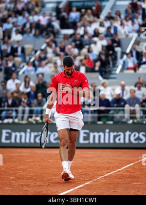 Parigi, Francia. 6 giugno 2025. Novak Djokovic (SRB) durante il Roland Garros 2025. Crediti: Corleve/Alamy Live News Foto Stock