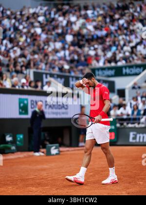 Parigi, Francia. 6 giugno 2025. Novak Djokovic (SRB) durante il Roland Garros 2025. Crediti: Corleve/Alamy Live News Foto Stock