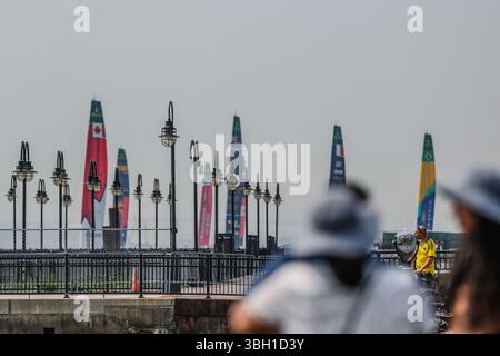 New York, Stati Uniti. 6 giugno 2025. Sessione di prove in vista del Mubadala New York Sail Grand Prix di New York, USA. Venerdì 6 giugno 2025. Rolex SailGP Championship Event 6 stagione 2025 credito: Brasile Photo Press/Alamy Live News Foto Stock